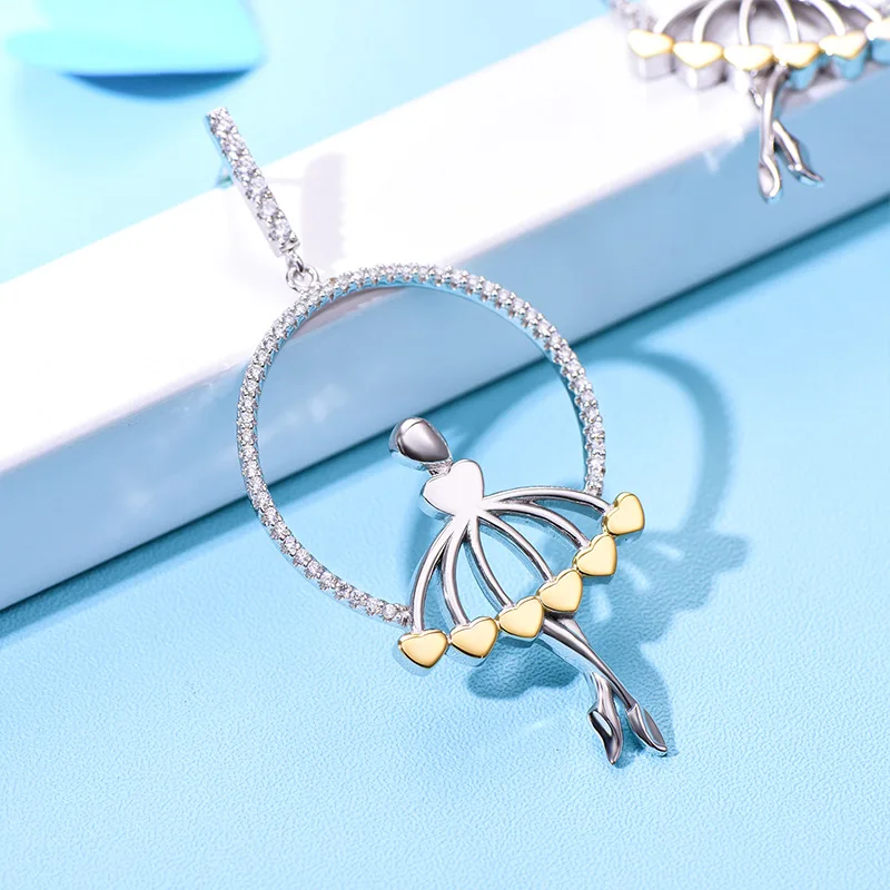 LK original design European and American style 925 sterling silver earrings ballet girl with diamond earrings fashion