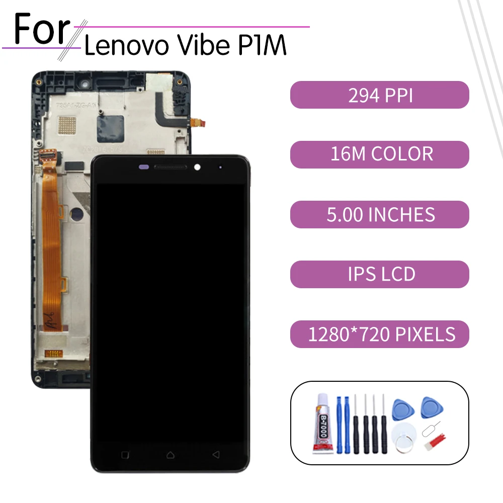 ЖК-дисплей 5 0 дюйма для Lenovo Vibe P1m сенсорный экран с дигитайзером в сборе дисплей