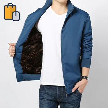 

New Men's casual padded jacket zipper bomber jacket classic jacket windbreaker padded jacket
