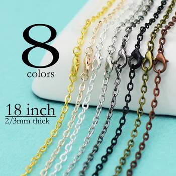 

50 pcs - 18 Inch Necklace Chain, 45cm Cable Chain Necklace Wholesale, Oval Link 18 Inch Chain Necklace for Women