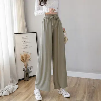 

2020 Summer Wide Leg Pants Women Trousers High Waist Pants Ankle-length Slim Fit Wide Korean Pants For Women