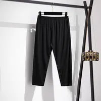165Kg Plus Size Women's Summer Loose High-Waist Bottoming Cropped Trousers 5XL 6XL 7XL 8XL 9XL Thin Slimming Leggings Black - Image 4