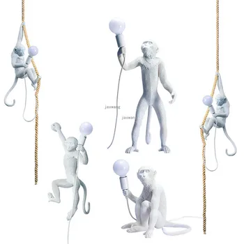 

LED Resin Monkey Lamp Living Room Lighting Light Fixtures Table Lamps for The Bedroom Study Room E27 Table Lamp Kitchen Fixtures