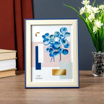 

Photo frame plastic 15x20 cm "Beige with a blue stripe" 22.6x17.6x1 cm 4441954