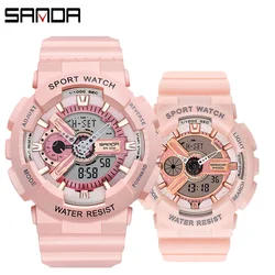 SANDA Rose Gold White Sport Women Watches Fashion LED Digital Ladies Watch Women montre homme Relogio Feminino dourado 2023 New