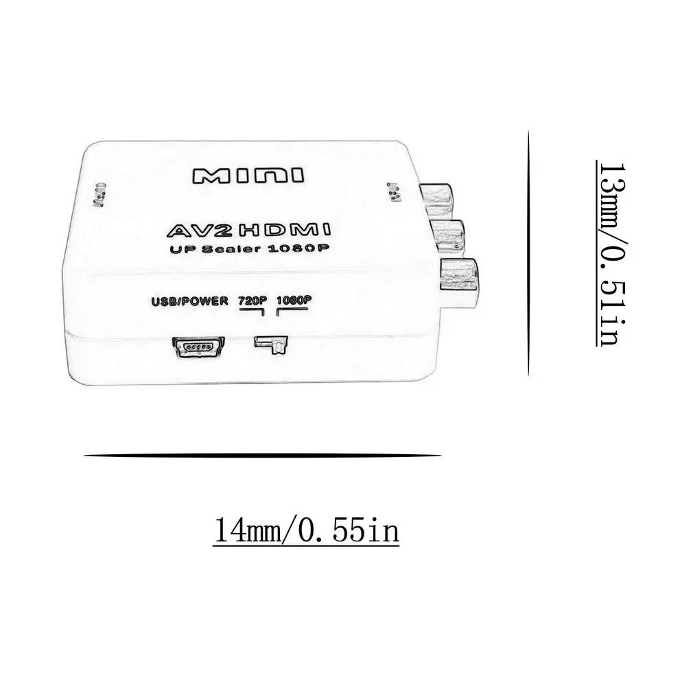 EDAL Горячие koop Мини AV naar HDMI видео конвертер AV2HDMI AV naar HDMI 720 p 1080 p Upscaler