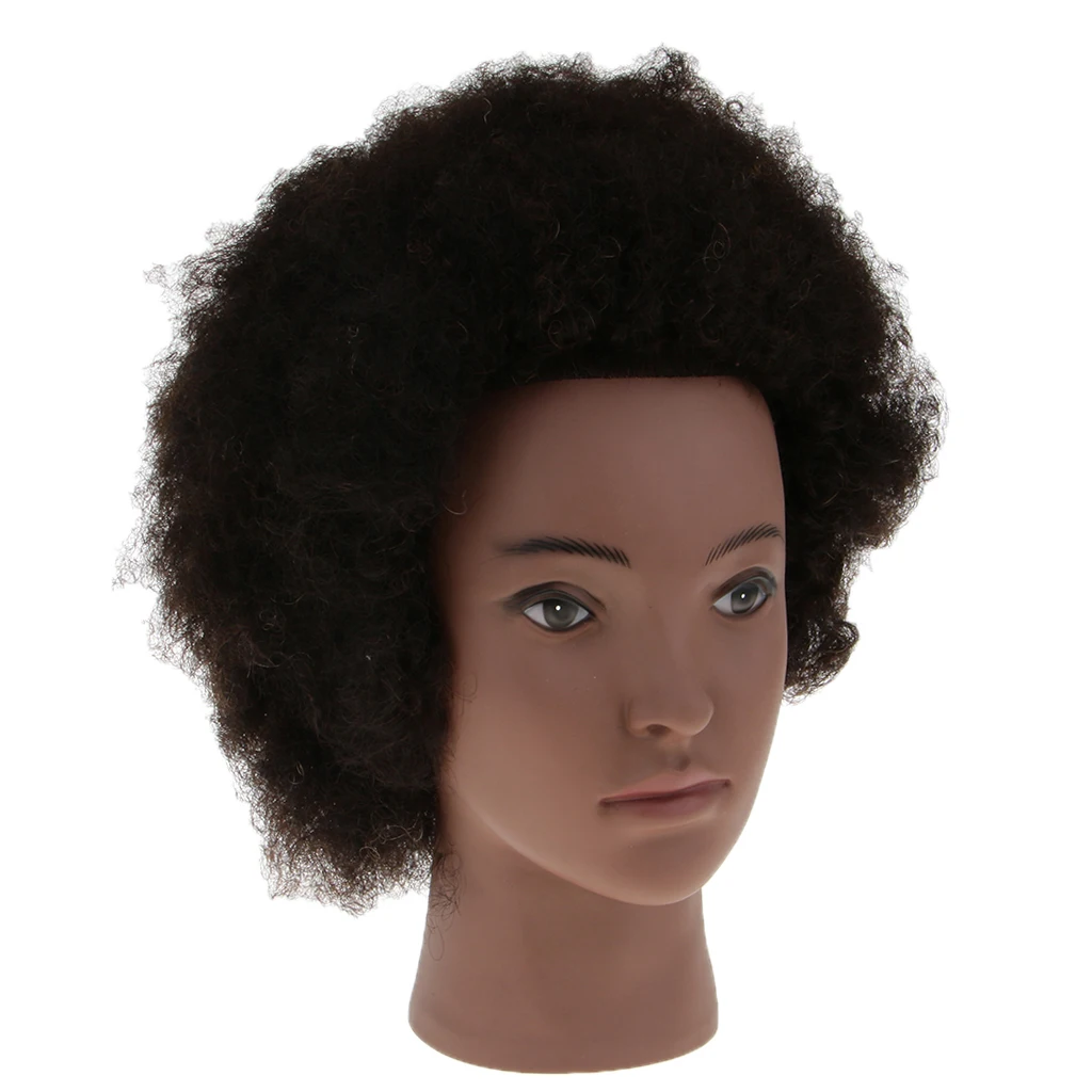 Cosmetology Afro Mannequin Heads w/ Human Hair for Braiding Cornrow Practice
