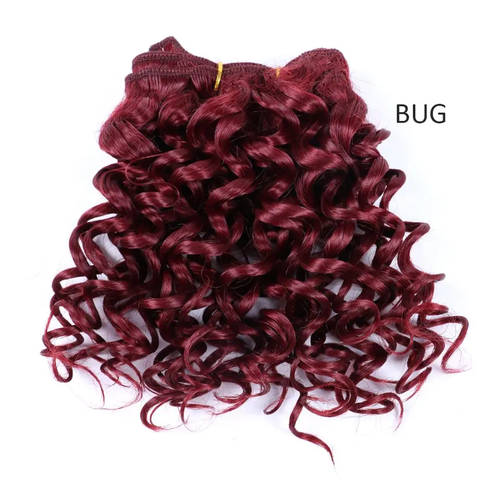 Synthetic Hair Ombre Hair Bundles Afro Kinky Curly Hair 8 Inch Short Synthetic Hair Weaving Afro Braiding Jerry Curl Extension