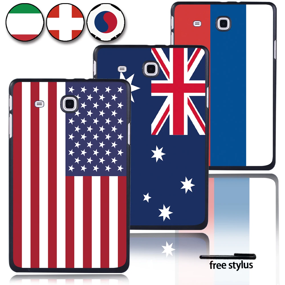 

Anti-fall Shockproof Plastic Protective Case for Samsung Galaxy Tab E 9.6" T560 T561 with Different National Flag Pattern Flags