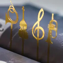 Милые золотые музыкальные инструменты, металлические маркеры для книг, закладки, скрепки, канцелярские принадлежности, школьные офисные принадлежности, 1 шт