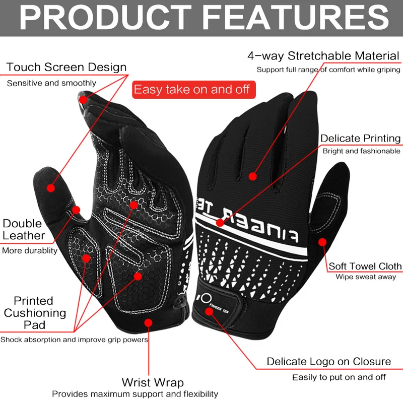 New Extra Grip Workout Gloves Full Finger Palm Protection for Weightlifting Cycling Gym Fitness Sports