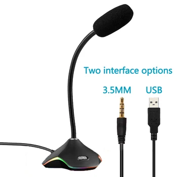 

Flexible Stand Mini Studio Speech Microphone 3.5mm Plug Gooseneck Mic Wired Microphone for Computer PC Desktop Notebook