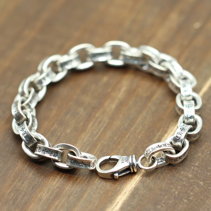 925 пробы серебряный браслет ширина 8 мм bracciale uomo Ретро тайский серебряный мужской Браслет Модные Ювелирные изделия Подарки на день рождения