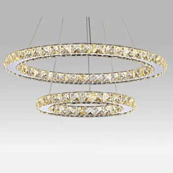 

Creative stainless steel ring Pendant Lights hanging lights modern led crystal Pendant Lights round bedroom living room ZP428110