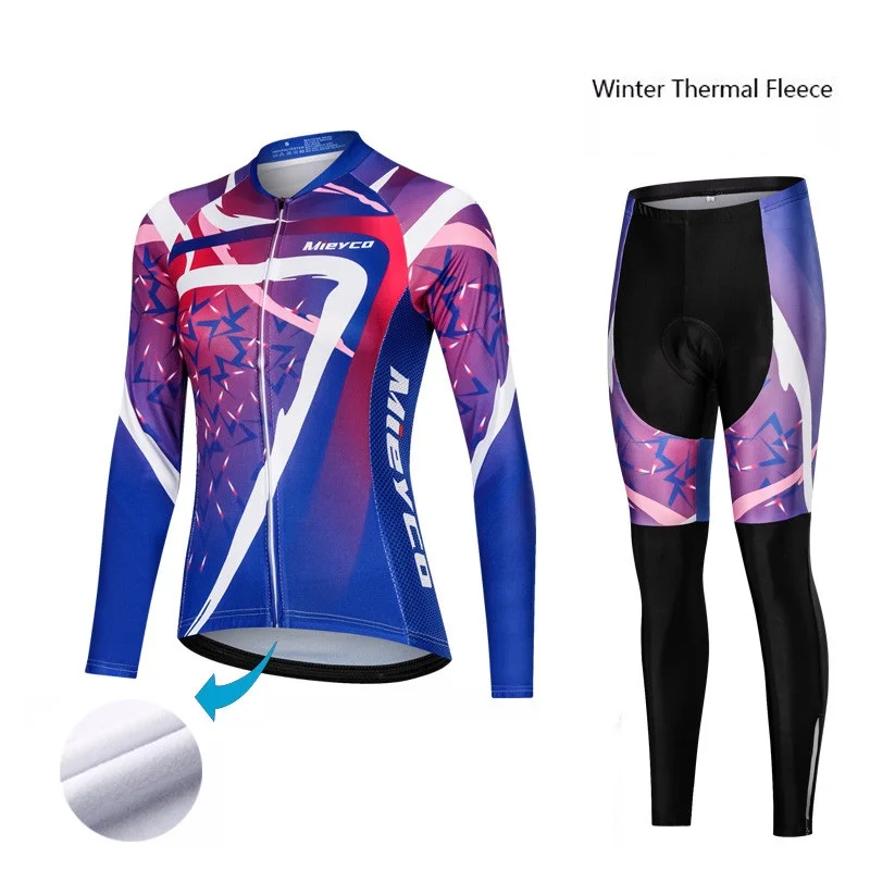 Женский зимний комплект из Джерси для велоспорта, длинная велосипедная одежда, Майо Ropa Ciclismo Cycle Bib, короткие штаны, 5D гелевая Подушка - Цвет: 11