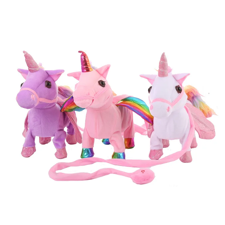 30 см 0,3 кг Pegasus Единорог Лошадь пони электрическая ходьба пение и танцы Led плюшевые игрушки куклы(без батареи