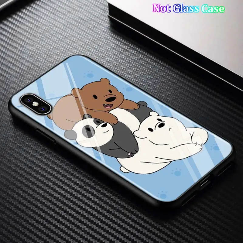 Black Cover Cute Bare Bears for iPhone 11 11Pro X XR XS Max for iPhone 8 7 6 6S Plus 5S 5 SE Glossy Phone Case