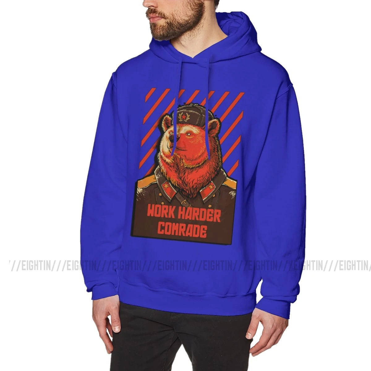 Men Vote Soviet Bear RussianSweatshirts Bear Meme The Soviet Union Hoodie Design Cotton Hooded Funky Hooded Tops Ussr Comrades - Color: Blue