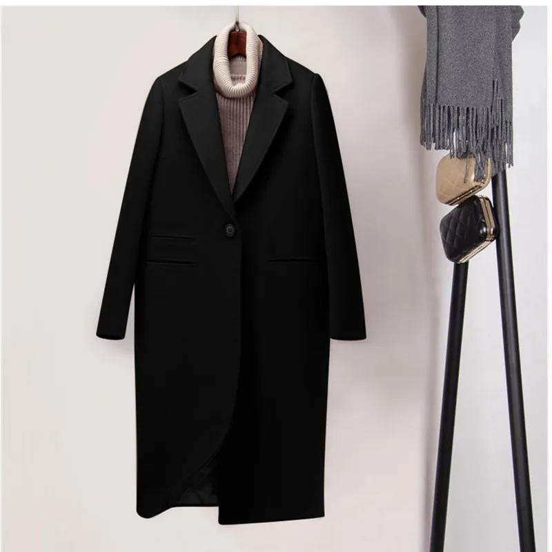 Зимнее пальто женское Новое поступление модное кашемировое шерстяное Женское пальто длинное утепленное теплое шерстяное пальто женское пальто