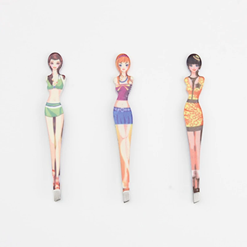 1Pc at random color Eyebrow Tweezer Stainless Steel Slanted Eyebrow Tweezers Eyebrows Hair Remover Tools Cosmetics Beauty T0544 2