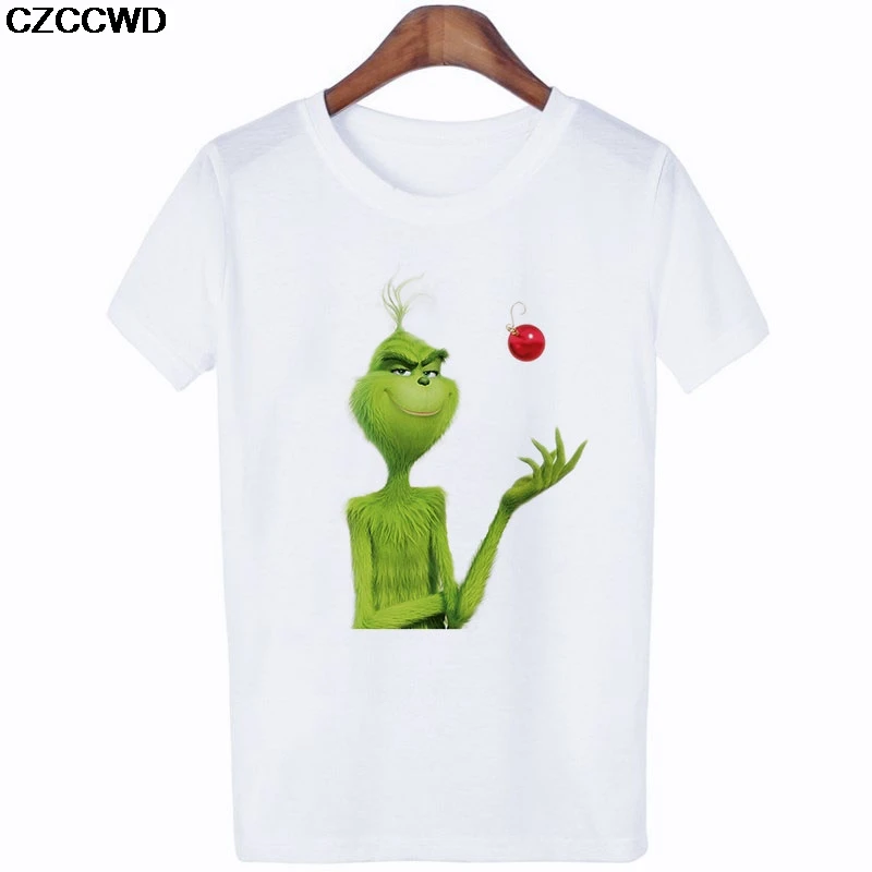 Poleras Mujer De Moda,, белая футболка, Harajuku, модная, Grinch, веселая, Рождественская футболка, для отдыха, уличная одежда, женская футболка, топы