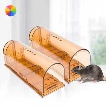 

2Pcs Reusable Plastic Mouse Trap Humane Clear Smart No Kill Rodents Catcher Mice Rat Live Trap Indoor Outdoor Pest Control/xh