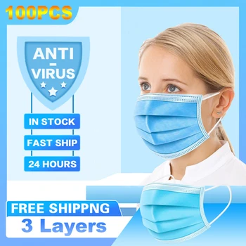 

100pcs Men Women adult Cotton Dust Mask Activated Filter 3 layers mouth muffle Bacteria Proof Flu mascarillas quirurgicas kids