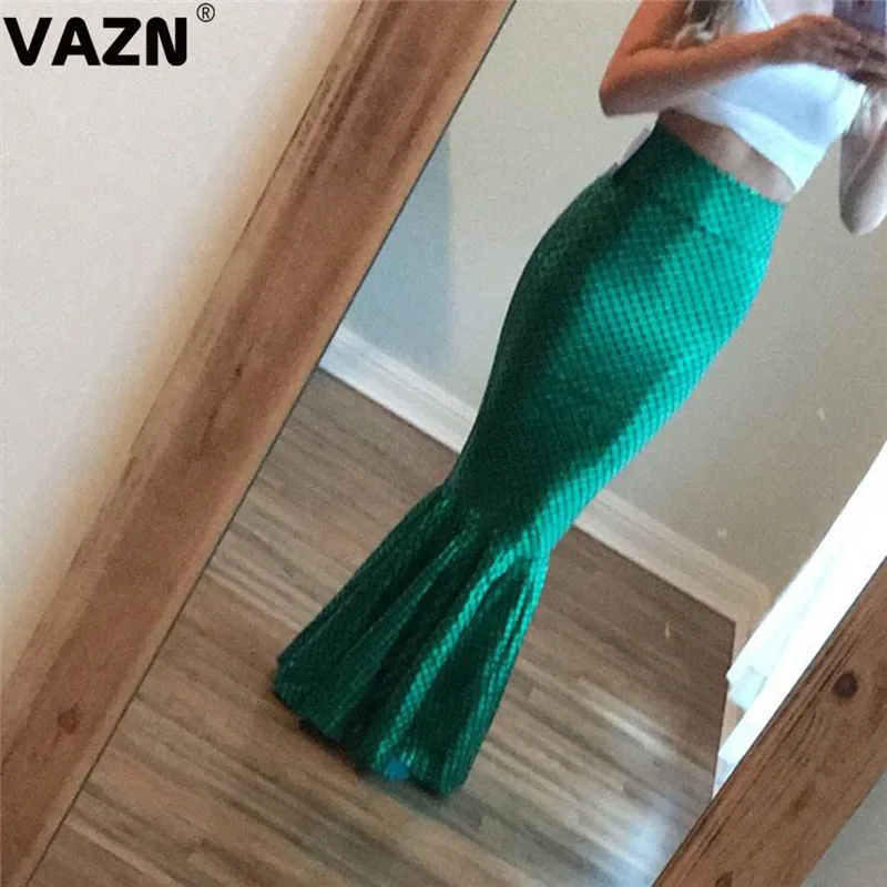 VAZN, новинка, милая, необычная, для девушек, для заметок, сексуальная, для ночного клуба, модная, однотонная, высокая талия, облегающая, для женщин, Русалка, макси, юбки