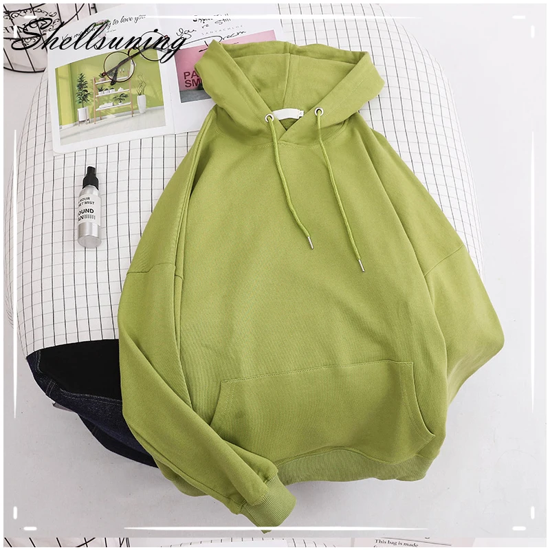 

Shellsuning 10 Color Basic Cotton Hoodie Women Autumn Solid Color Soft Oversize Thicken Sweatshirt Casual Pullover All-match Top