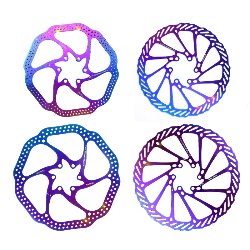 Vibrant Colorful Hollow Disc Brake Rotor for Bicycles and Scooters - Versatile Sizes Available