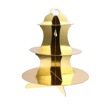 

Dessert Stand Party DIY Round Display Stand Detachable Three-Layer Paper Cake Stand (Silver or Gold)