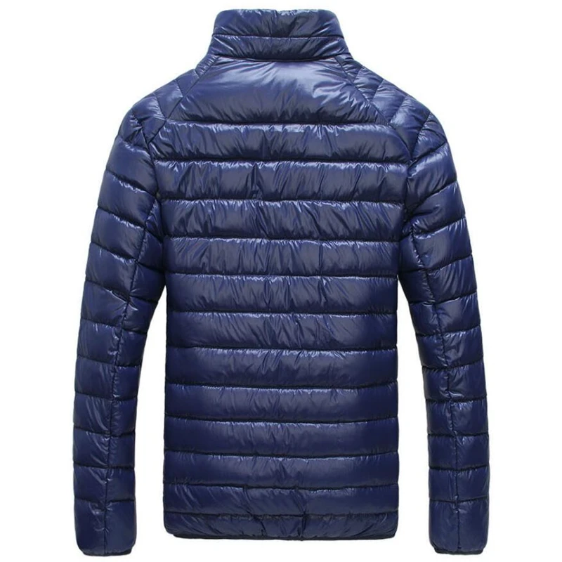 Autumn Winter Down Jacket Men Casual Stand Collar Ultra Light Parka Coat Portable Outwear Windproof White Duck Down Jacket 6XL