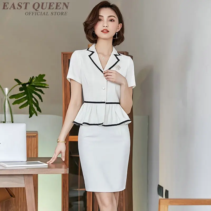 

White Blazer And Skirt Set Interview Suits Massage Clothing Front Desk Office Ladies Workwear Spa Beautician Uniform AS127