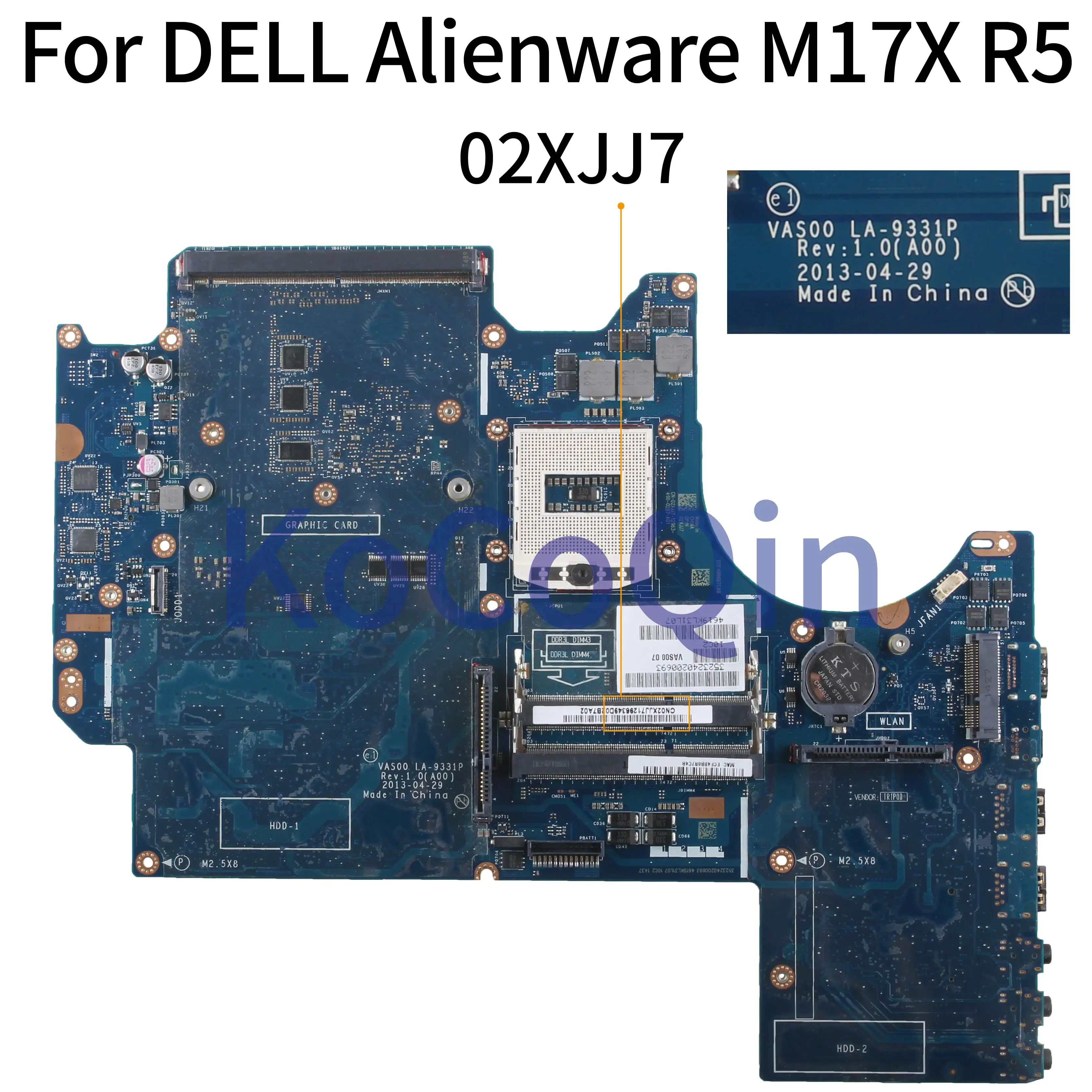 discounted KoCoQin Laptop motherboard For DELL Alienware M17X R5 SR17D Mainboard CN-02XJJ7 02XJJ7 VAS00 LA-933