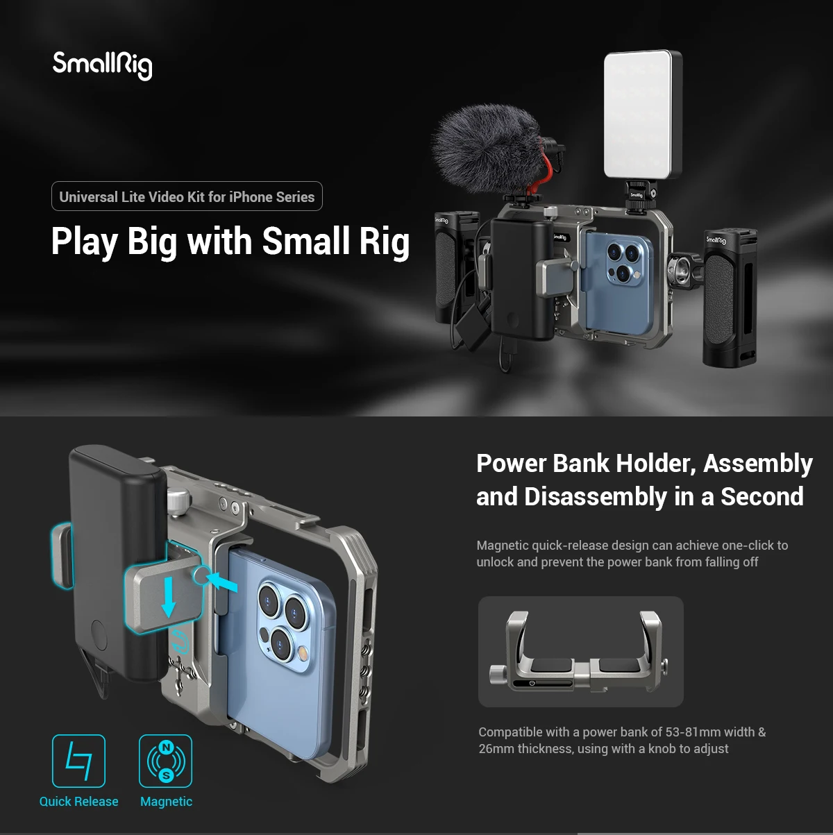 SmallRig Universal Phone Cage Rig Video Kit For iPhone 13 Pro / pro Max Hand Grip ​Filmmaking Case For iPhone Series 3611 iphone 12 pro max cover