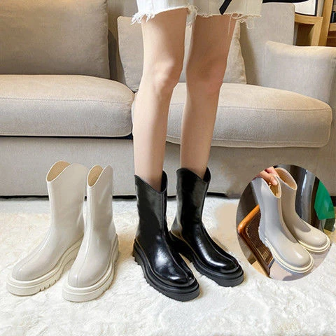 Botas Martens de estilo británico para mujer, botines de media caña con  plataforma y Muffin, temporada otoño e invierno, 2021|Botas a media  pantorrilla| - AliExpress