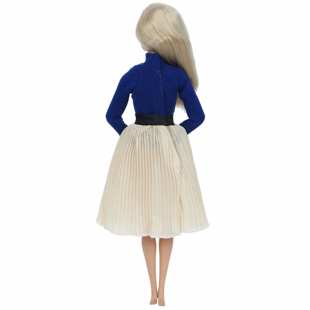 1 комплект модная одежда синяя блуза Топы с длинными рукавами и юбка; повседневная одежда аксессуары Одежда для куклы Барби Кукла, детская игрушка