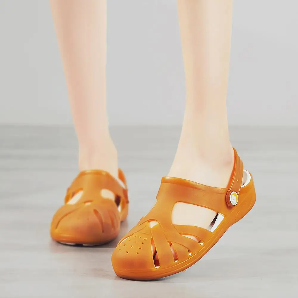 

2020 New Silicone Summer Beach Slippers Colorful Jelly Women Outdoor Walking ShoesTwo-wear Women Sandals Hollow Out Lady Tennis
