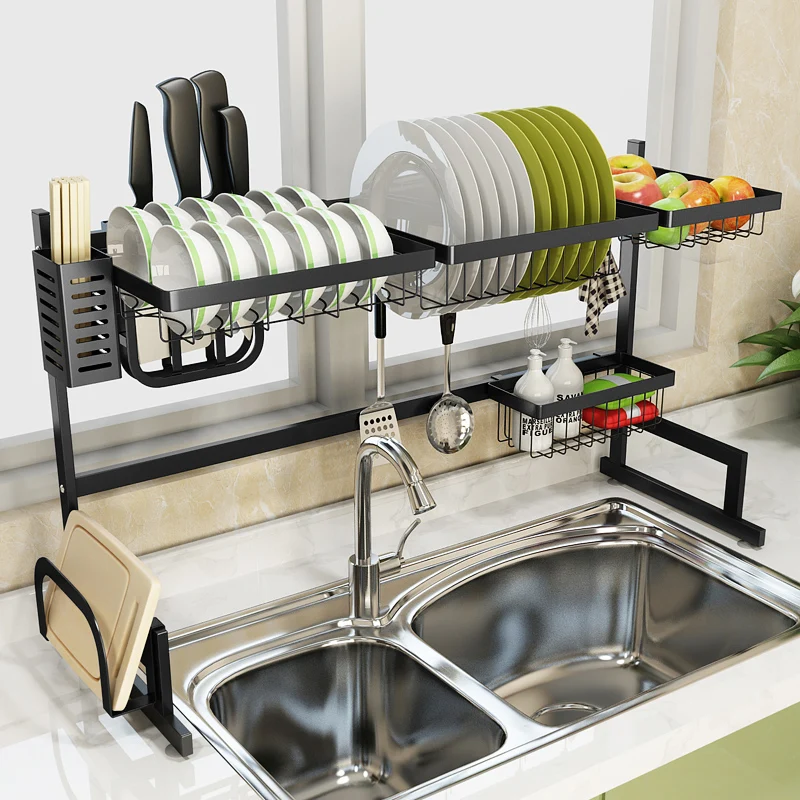 

Black Stainless Steel Sink Rack Drain Rack Sink Sink Sink Dish Rack Kitchen Shelf Shelf.