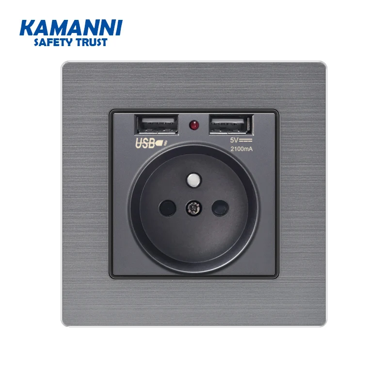 KAMANNI FR Plug Socket Dual USB Port socket Wall Charger Adapter Charging 2A Wall Charger Adapter Power Outlet white pop sockets