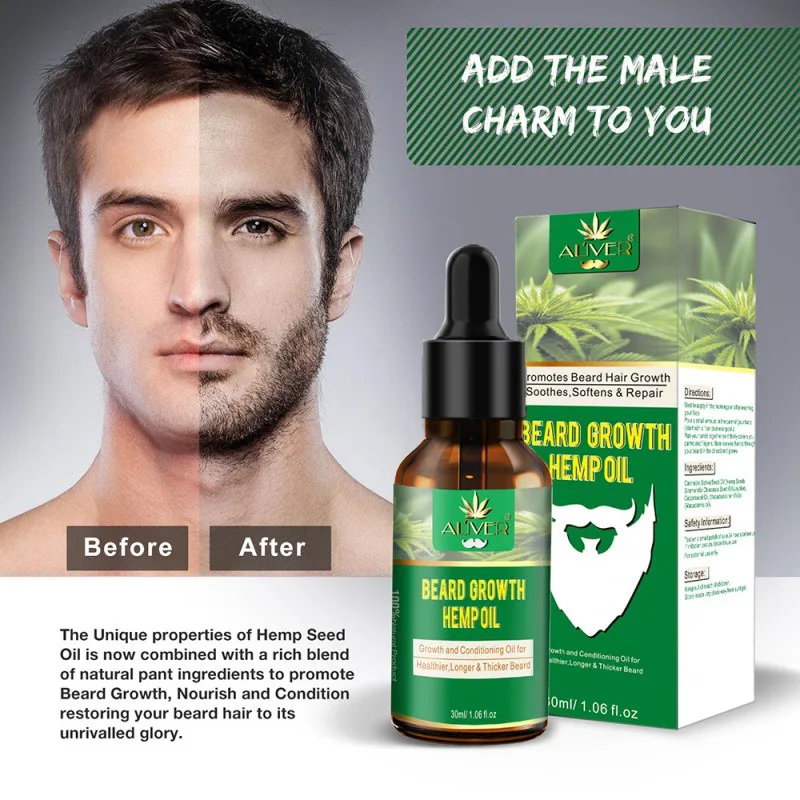 Men Liquid Beard Growth Essential HEMP Oil Fast Enhance Facial Whiskers Nutrition Moustache Beard Repair Growth Liquid