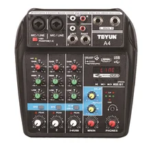Многоцелевой 4 канала аудио миксер звук смешивание Bluetooth Запись сценический митинг в режиме реального вещания подавляет ЕС/США штекер
