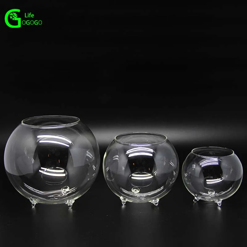 

1pcs Transparent Hydroponic Flower Plants Vase Tripod Support Round Shape Glass Container Fish Tank Tabletop Wedding Home Decor