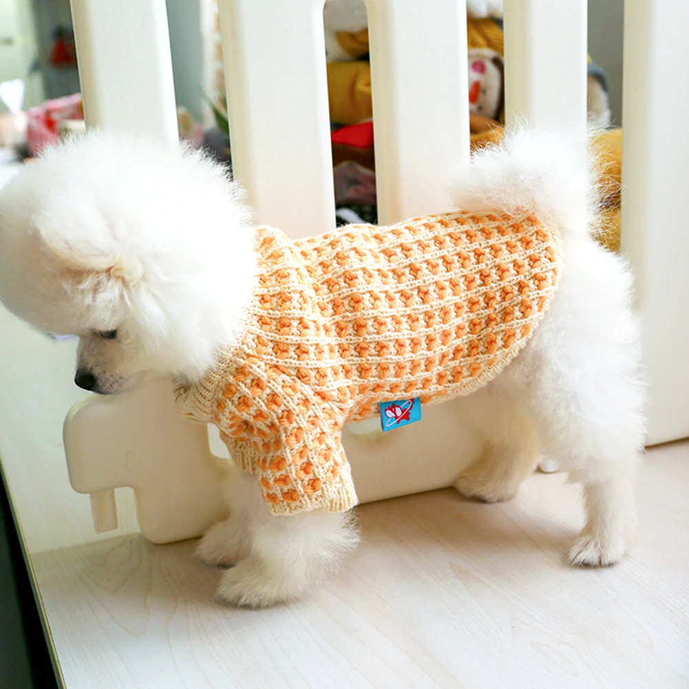 따뜻한 고양이 강아지 니트 스웨터, 애완 동물, 고양이, 오렌지 컬러, 웨이퍼 스웨터, 따뜻한 옷, 가을 겨울 의상