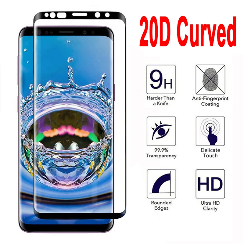 Protector de pantalla de vidrio templado para móvil, cubierta completa 20D para Samsung S20, S21, S10, S8, S9 Plus, Note 20, Ultra 10 Plus, 8, 9