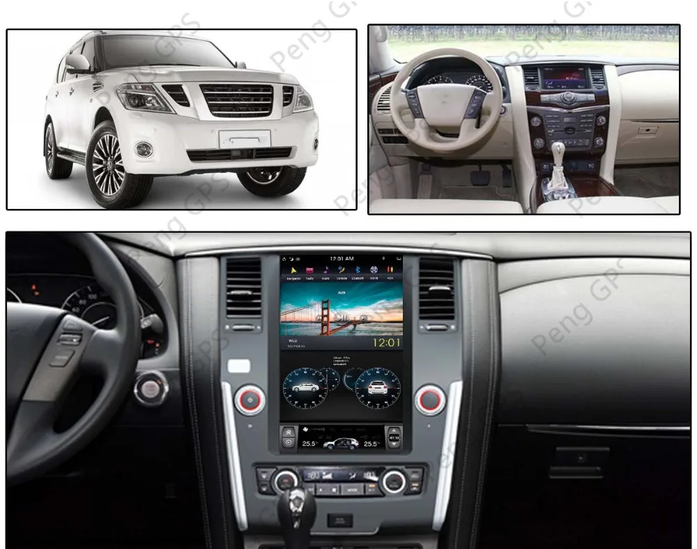 Android 9,0 Tesla вертикальный экран Автомобильный плеер gps навигация для NISSAN PATROL 2010- аудио плеер 13. 6 дюймов