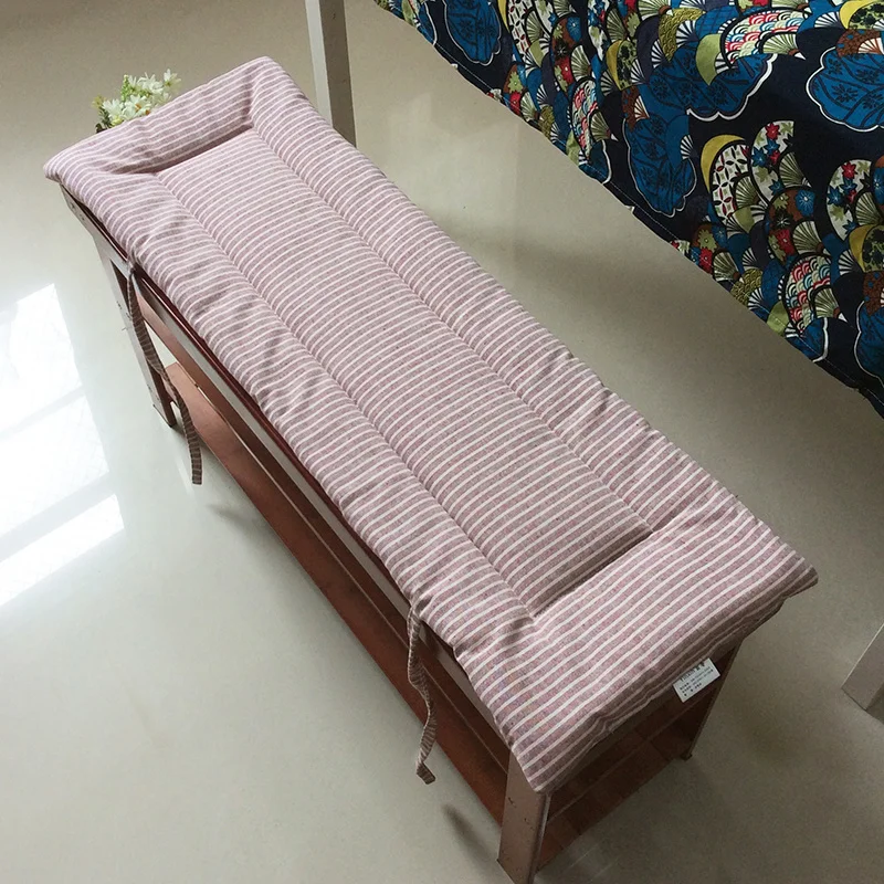 Striped Garden Bench Cushion Shoe Changing Stool Sofa Recliner Cushion 4cm/2cm Thick With Fixing Straps Can Be Customized Size