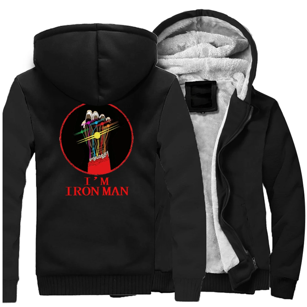 Толстовки с капюшоном I Am iron man, Tony Stark, Infinite War,, осенне-зимняя теплая толстовка, уличная одежда из плотного флиса, мужская повседневная куртка