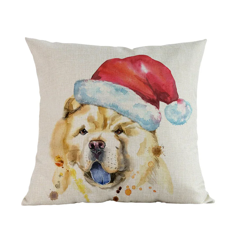 Носить рождественские шапки Животные Собака Ротвейлер Хаски Доберман Basset бультерьер Наволочка декоративная подушка для дивана чехол
