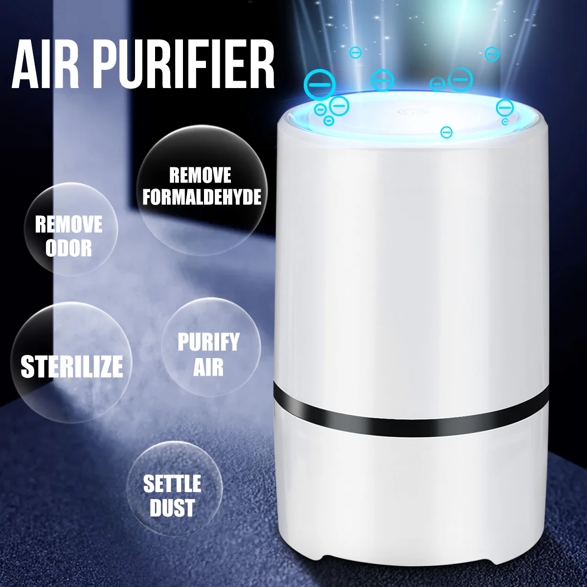 

Warmtoo Air Purifier for USB Home HEPA Filters Negative Ion Generator Compact Desktop Filtration Remove Formaldehyde Smoke Dust